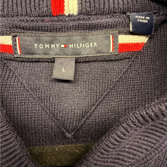 Tommy Hilfiger Men's Monogram Logo Appliqué Knit Navy Blue Varsity Bomber. - Picture 7 of 14